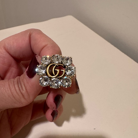 Gucci Marmont Gold Ring with Clear Crystals - Picture 6 of 11